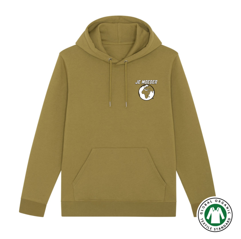hoodie olijf kleine opdruk
